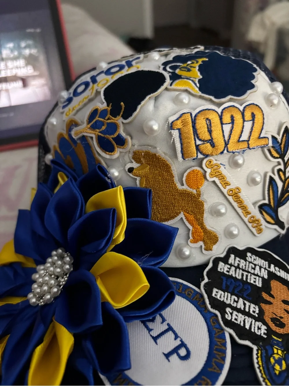 Custom Navy and Gold Sorority Cap - Creative AF